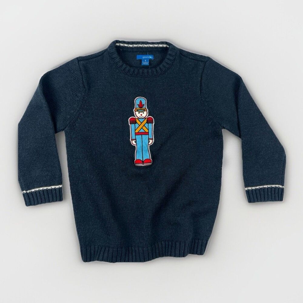 Kids Christmas Sweater Holiday Nutcracker Boys‎ Girls Sz 6 Toy Soldier Green Dog